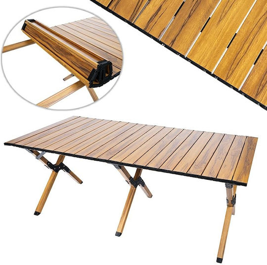 Masa de camping cu sistem de pliere rapid, cadru din aluminiu ultra-ușor, 118x60x45cm, maro
