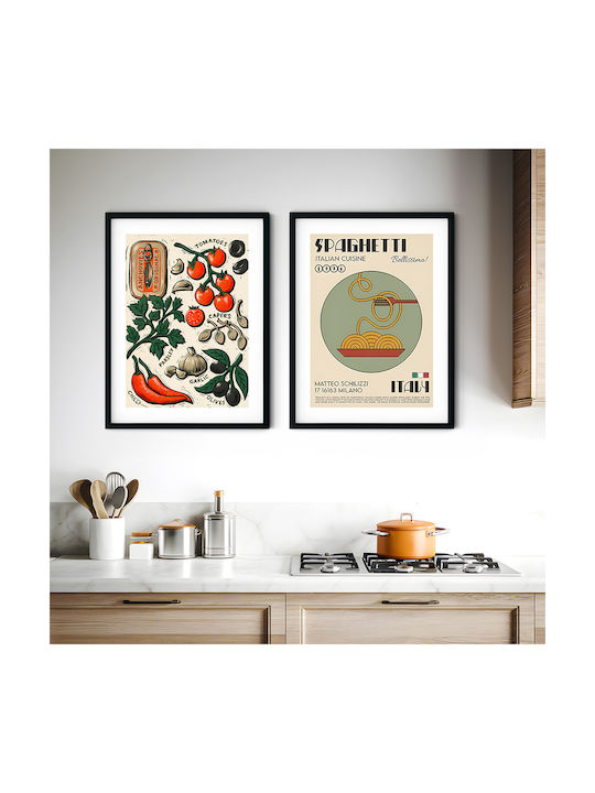 Poster Best Cooking Ingredients Pst25304 30cm X 40cm Μαύρο Ξύλινο Κάδρο