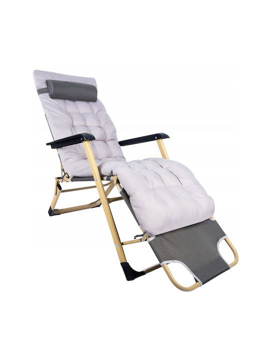 Sunbed Single Metal with Cushion Gray 178x64cm.