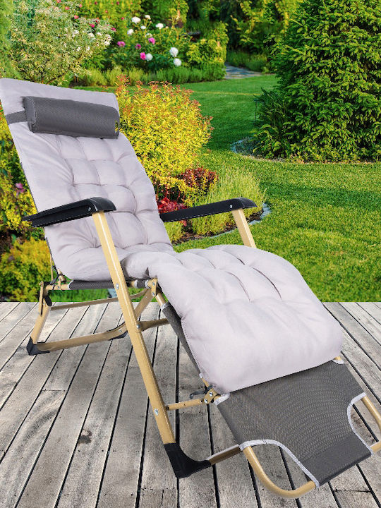 Sunbed Single Metal with Cushion Gray 178x64cm.