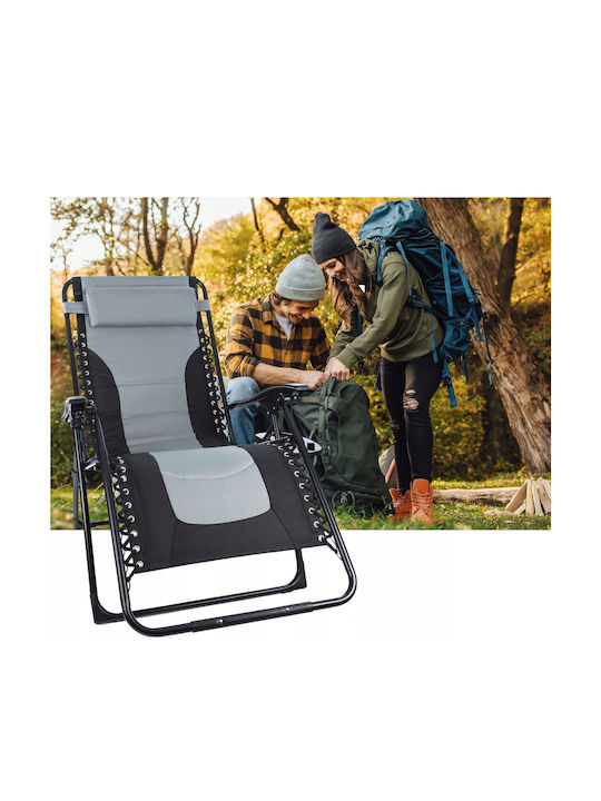 Șezlong Metalic Negru 175x75x110 cm