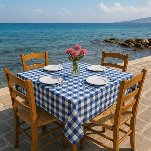 Linea Home Τραπεζομάντηλο Λινό Μπλε 140x140εκ.