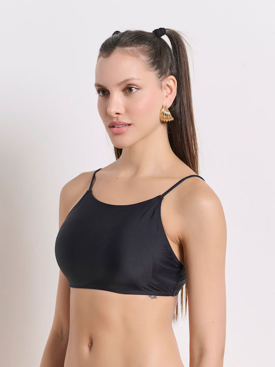 Sports Bra Bikini Top with Adjustable Straps Black