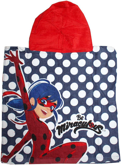 Miraculous Ladybug Παιδικό Πόντσο Θαλάσσης 50x100 Er1760 Σκούρο Μπλε