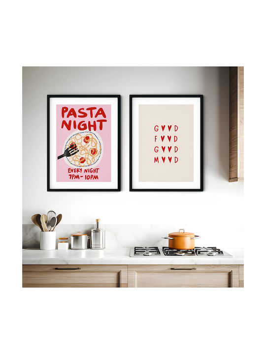 Poster Good Food Good Mood Pst25293 21cm X 30cm Λευκό Ξύλινο Κάδρο