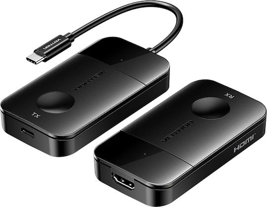 Vention Transmițător și Receptor Wireless Usb-c la Hdmi 0,15 m Negru