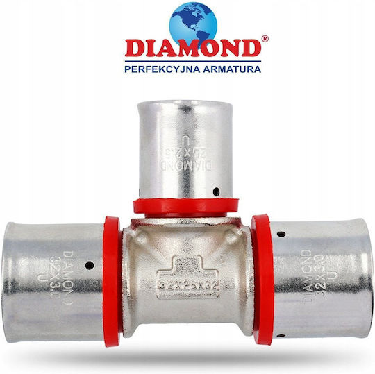 Triple Brass Pex-al-pex Diamond Tee Fitting 32x25x32 Fzz-009.32x25x32.t-3