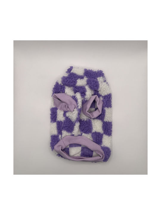 Bonnie Medium Γιλέκο Σκύλου Fleece Καρό Μωβ & Λευκό