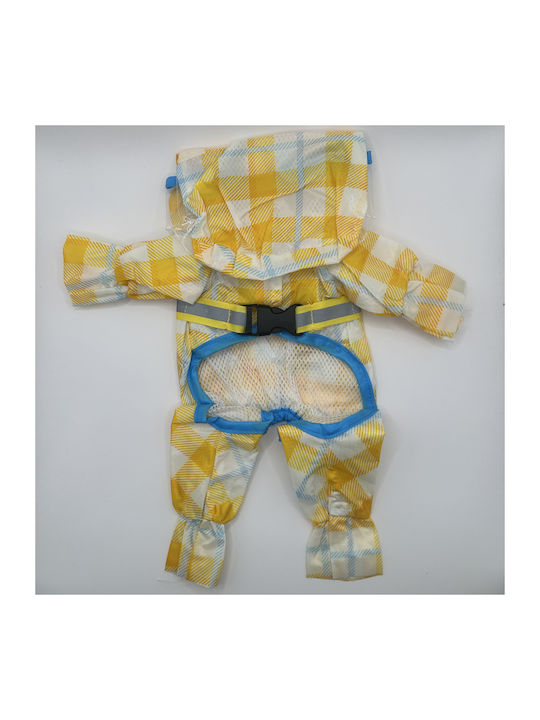 Bonnie XS Waterproof Dog Jumpsuit Yellow Plaid with Transparent Visor