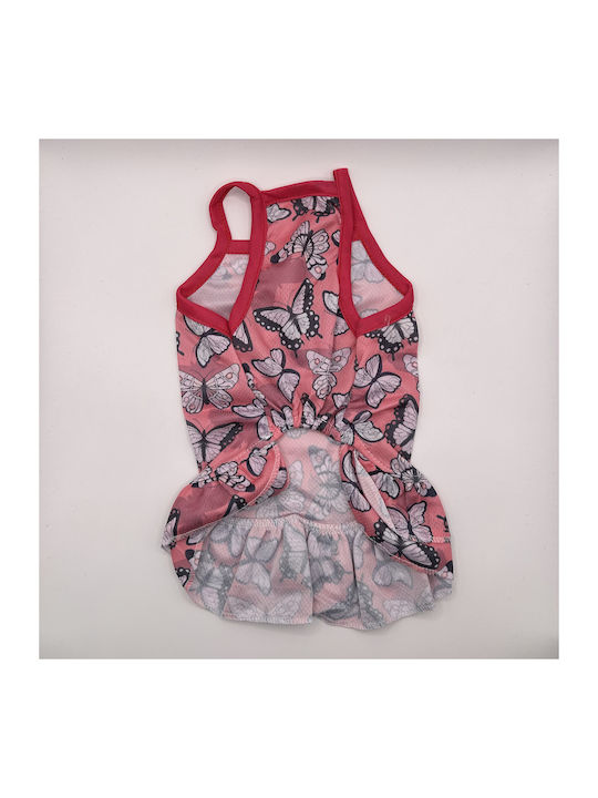 Bonnie XS Pink Dog Dress with Butterflies and Ruffles