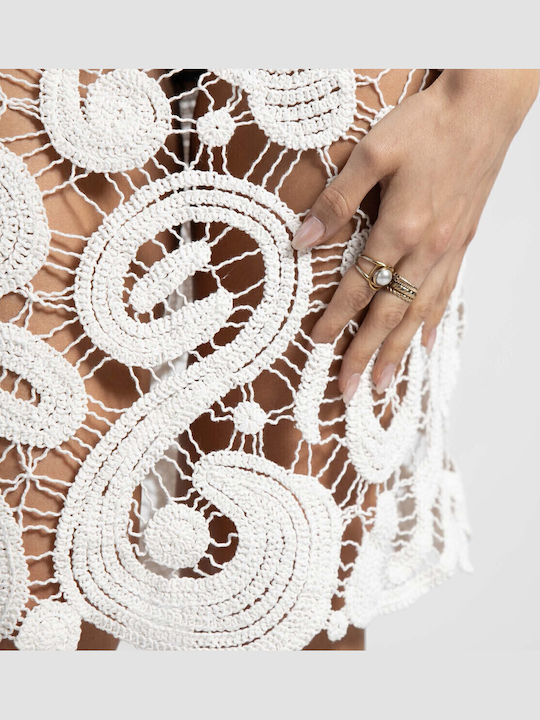 Sommer Midi Abendkleid mit Masche Weiß