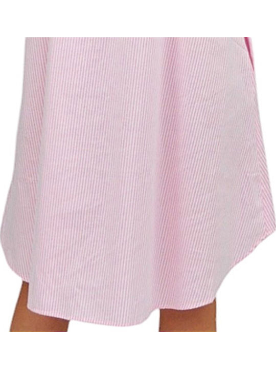 Sommer Mini Hemdkleid Rosa Gestreift