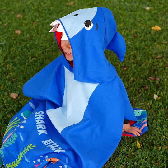 Legami Beach Towelling Poncho for Kids Shark Ptk0002