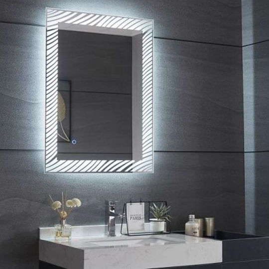 Gloria Grilia Ορθογώνιος Καθρέπτης Μπάνιου Led Αφής 60x80cm