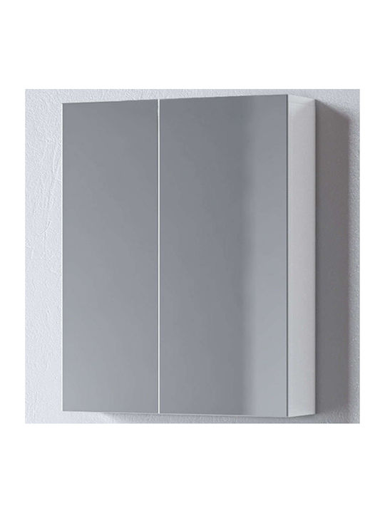 Martin Omega 50 Rechteckiger Badezimmerspiegel aus Spanplatte mit Schrank 50x65cm Weiß
