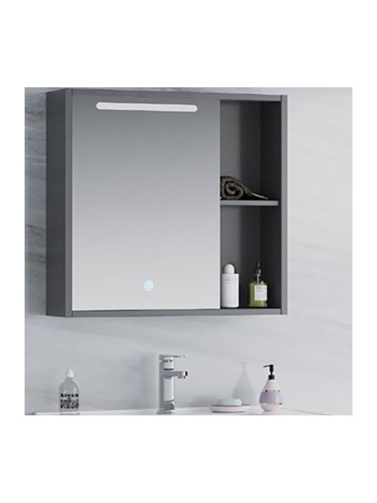 Martin Badezimmerspiegel LED aus Sperrholz mit Schrank 60x64cm Gray