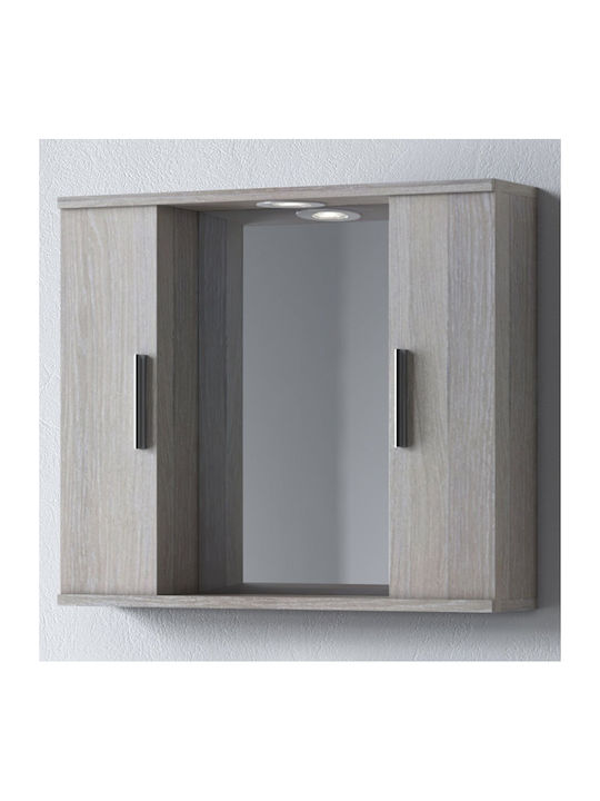 Martin Alon 65 Square Bathroom Mirror Led made of MDF with Shelf & Cabinet 65x65cm Harmony