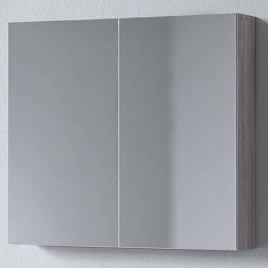 Martin Omega 75 Rectangular Bathroom Mirror with Cabinet 74x65cm Gray