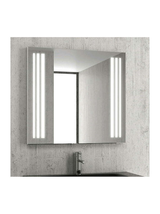 Karag Rectangular Bathroom Mirror Led made of Stainless Steel 100x75cm