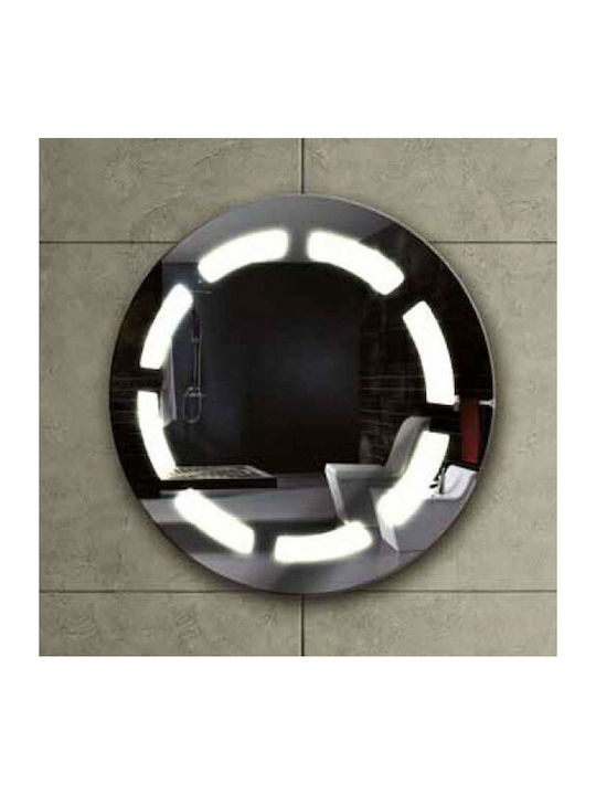 Karag Round Bathroom Mirror Led made of Stainless Steel 63x63cm