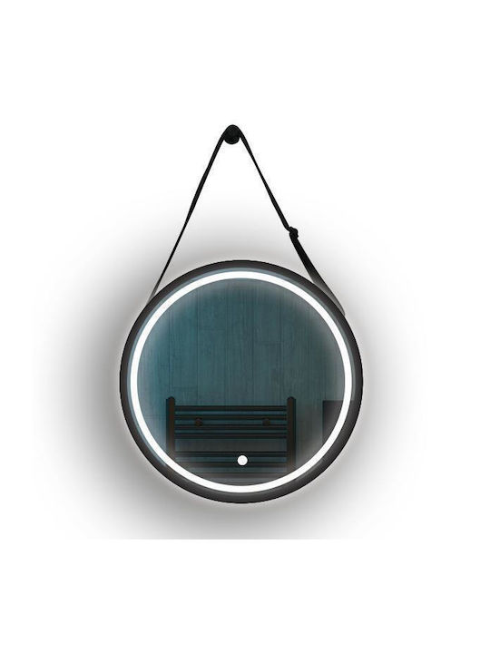 Eurolamp Oglindă de Baie Rotundă Lumini LED Atingere 60x60cm Negru