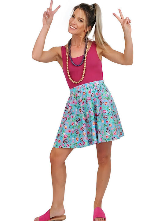 Mini Φούστα Floral Γαλάζια
