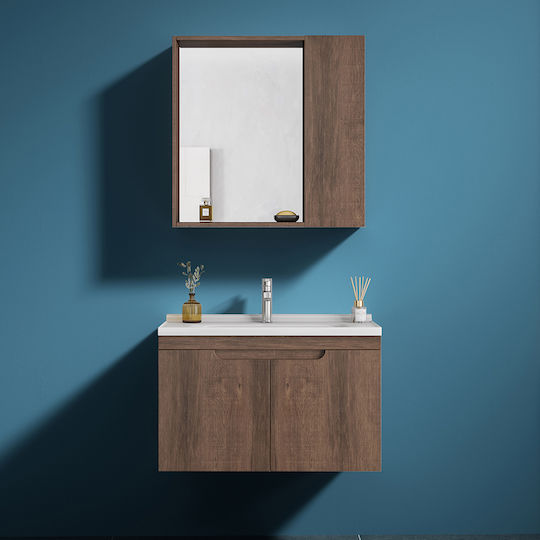 Martin Καθρέπτης από Plywood με Ράφι & Ντουλάπι 80x70cm