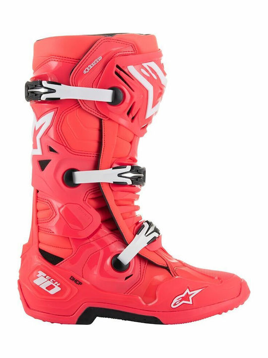 Alpinestars Tech 10 Ανδρικές Μπότες Motocross Δερμάτινες Ροζ