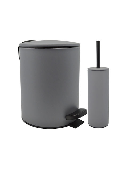 Ankor Inox Σετ Πιγκάλ και Καλαθάκι Μπάνιου Soft Close 5lt Γκρι