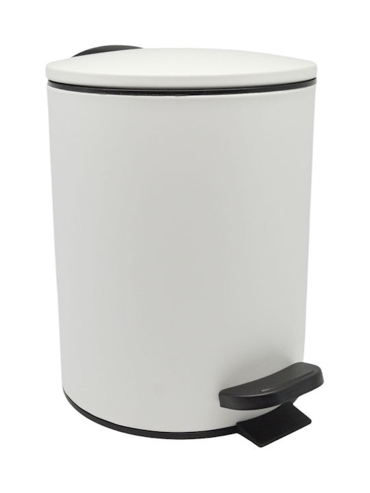 Комплект педален кош Inox 5L + бяла матова четка за тоалетна с меко затваряне Ankor