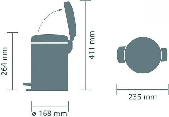 Brabantia Newicon Pedal-Abfalleimer 3 L Leises Schließen Rutschfester Boden Weiß
