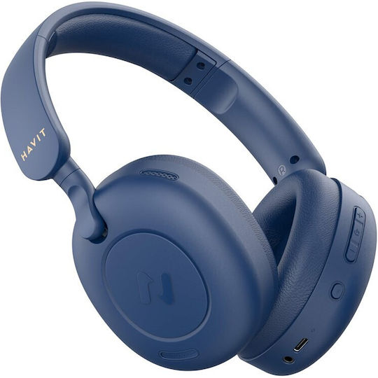 Havit H655BT Ασύρματα / Ενσύρματα On Ear Ακουστικά με 76 ώρες Λειτουργίας Μπλε