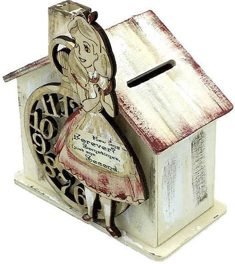 LiebeQueen Children's Money Box Wooden Beige 10.5x5x15cm