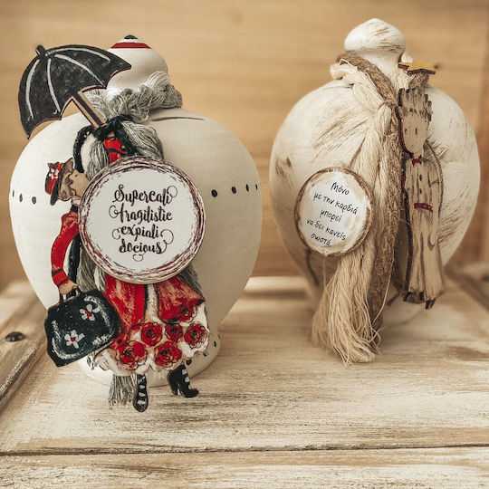 LiebeQueen Mary Poppins Money Box Ceramic White 13x13x20cm