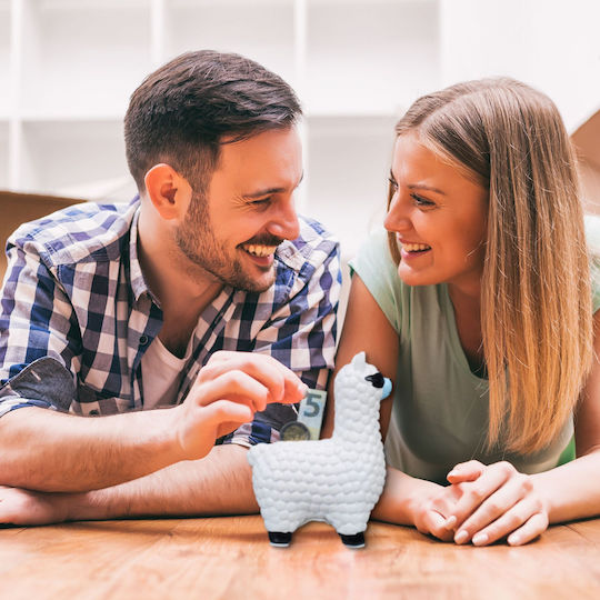 Relaxdays Money Box Ceramic White 15.5x11x6cm