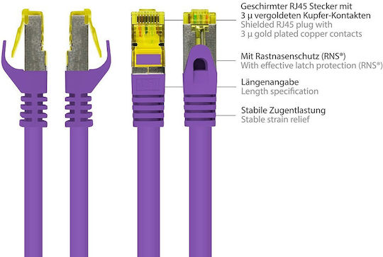 Alcasa S/FTP Кат.7 (10Gbps) Мрежов Кабел Ethernet 2м Лилав