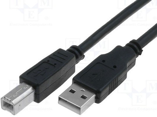 VCOM USB 2.0 Cable USB-A male - USB-B male Μαύρο 1.5m CU201-B-1.5