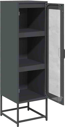 Standvitrine aus Metall in Anthrazit mit Glastür 36x39x123 cm