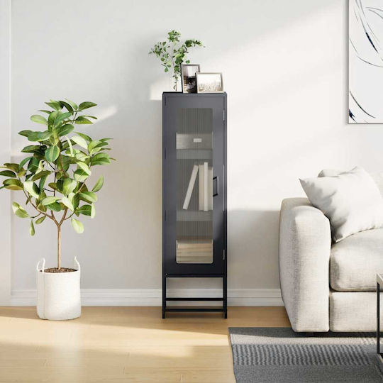 Standvitrine aus Metall in Anthrazit mit Glastür 36x39x123 cm