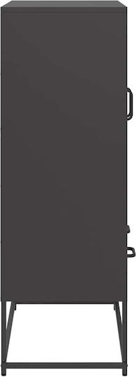 Vitrină de Sufragerie din Metal Negru cu Geam 68x39x111.5cm