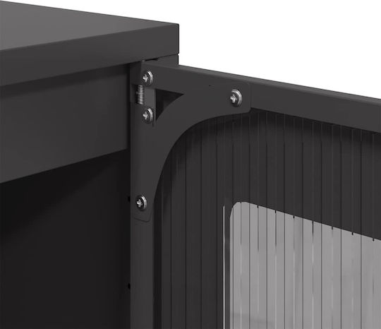 Vitrină de Sufragerie din Metal Negru cu Geam 68x39x111.5cm
