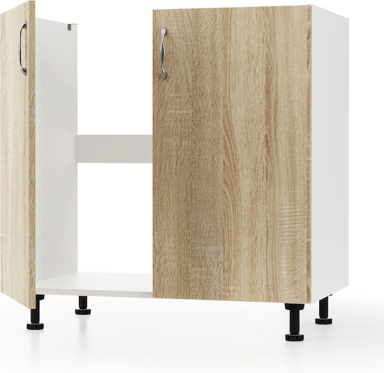 Solo Wall Living Room Display Cabinet made of MDF with Glass Sonoma 65x35x109cm
