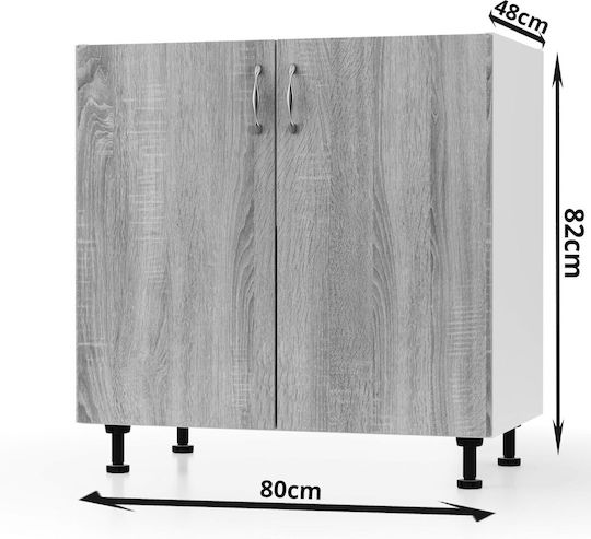Solo Wall Living Room Display Cabinet made of MDF with Glass Sonoma 65x35x109cm
