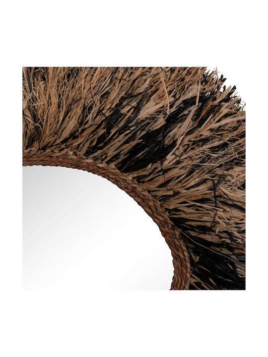 HomeMarkt Καθρέπτης Τοίχου Ασύμμετρος με Μπεζ Rattan Πλαίσιο 80x80cm