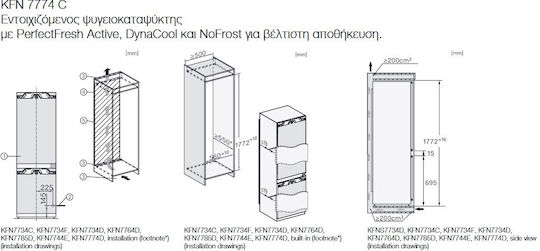 Miele Combină frigorifică încorporată 245lt NoFrost Î180xL65xA55cm. Alb KFN7774C
