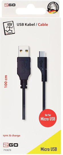 2GO Regular USB 2.0 to micro USB Cable Μαύρο 1m (793878)