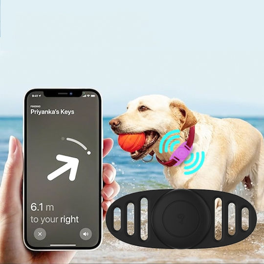 Airtag Binaural Cover Waterproof Case Tracker Silicone Collar Locator Cover for Pets Luminous Blue
