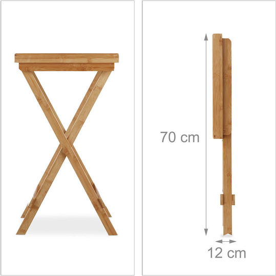 Rectangular Bamboo Side Table Foldable Natural Brown 66x50x38.5 cm