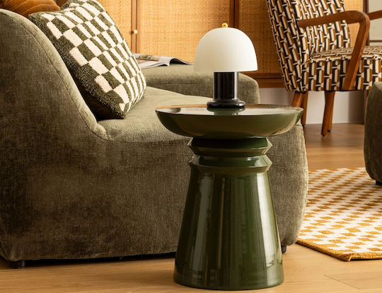 Round Side Coffee Table A-s Jaya Metal Green W38xL38xH43cm