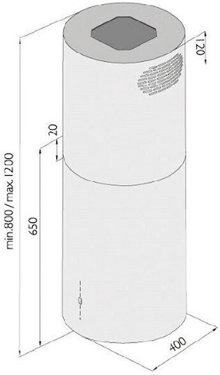 Davoline Rovigo Plus Απορροφητήρας Νησίδα 40cm Μαύρος